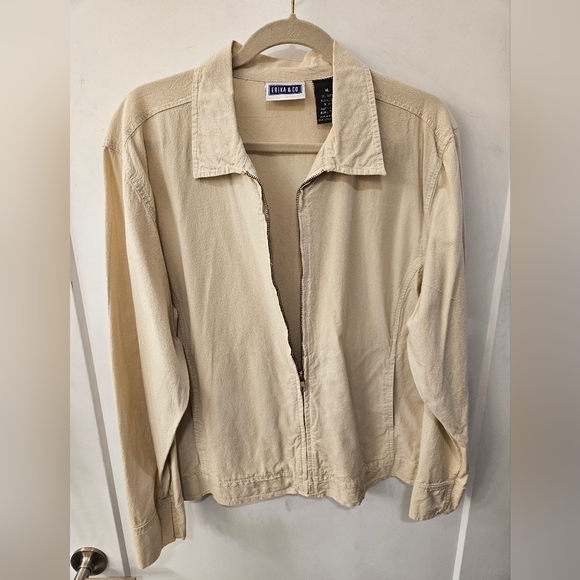 Vintage - Erika & Co. Cotton Denim Lt. Tan Zip Up Jacket - NWOT - Size XL - Picture 6 of 9